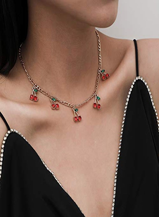 ALAIX Women's Gold Chain Necklace Gold Chain Choker Necklace with Cherry Pendant for Women Teen Girls - Image 2